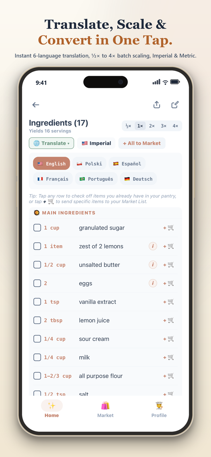 Translate, Scale and Convert in One Tap